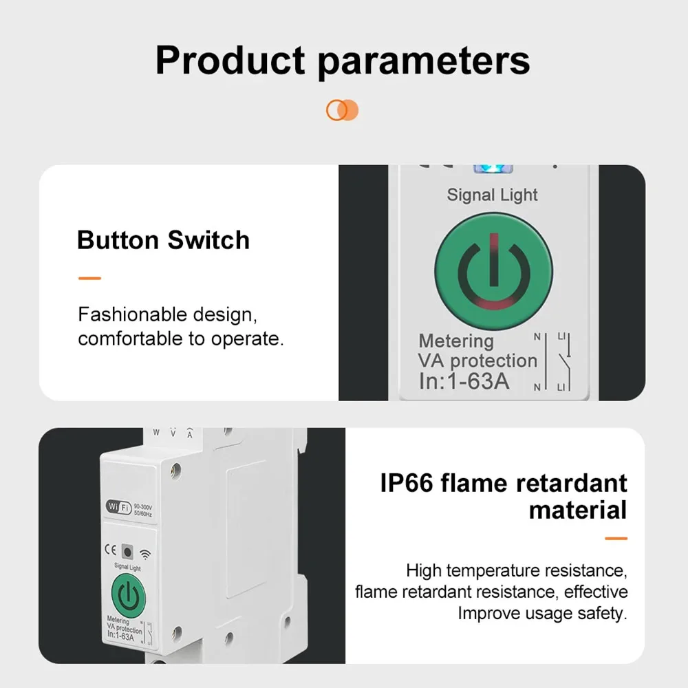 Tuya WiFi/Zigbee Smart Circuit Breaker 63A DIN Rail for Smart Home Wireless Remote Control WiFi Switch by APP metering Breaker