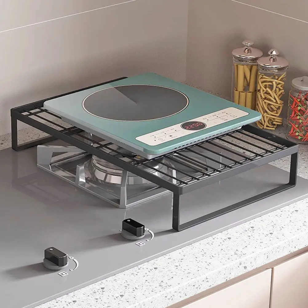 

Metal Kitchen Storage Rack Gas Stove Holder Induction Cooker Stand Cover Multifunctional Kitchen Desktop Storage Rack Space