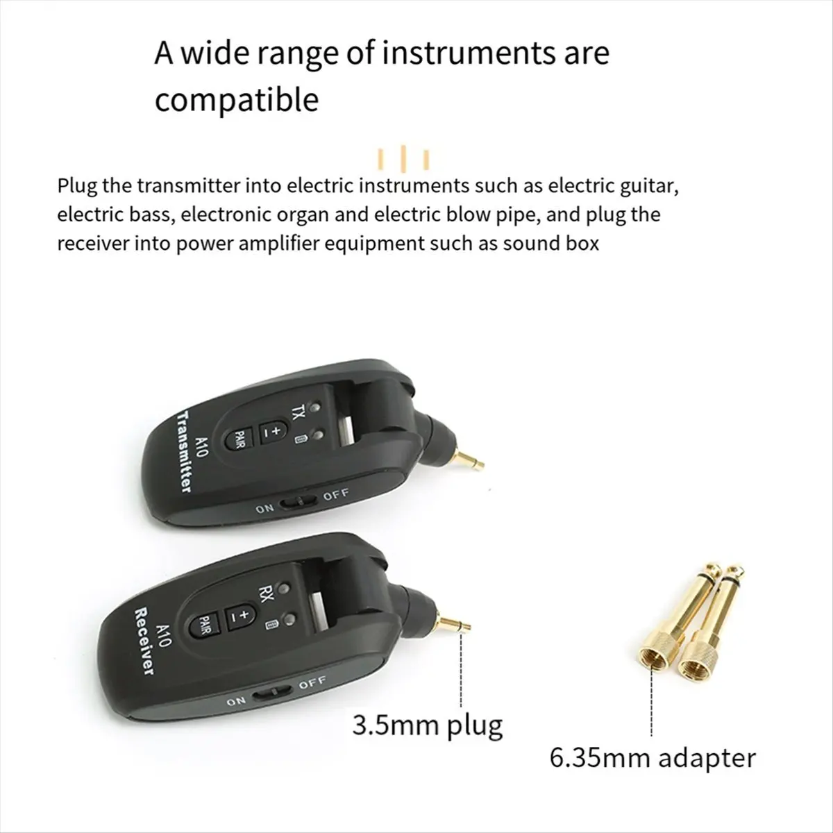 TUREBG A10 Guitar Wireless System Guitar Pickup Audio Transmitter Receiver for Electric Guitar Bass Parts Guitar Accessories