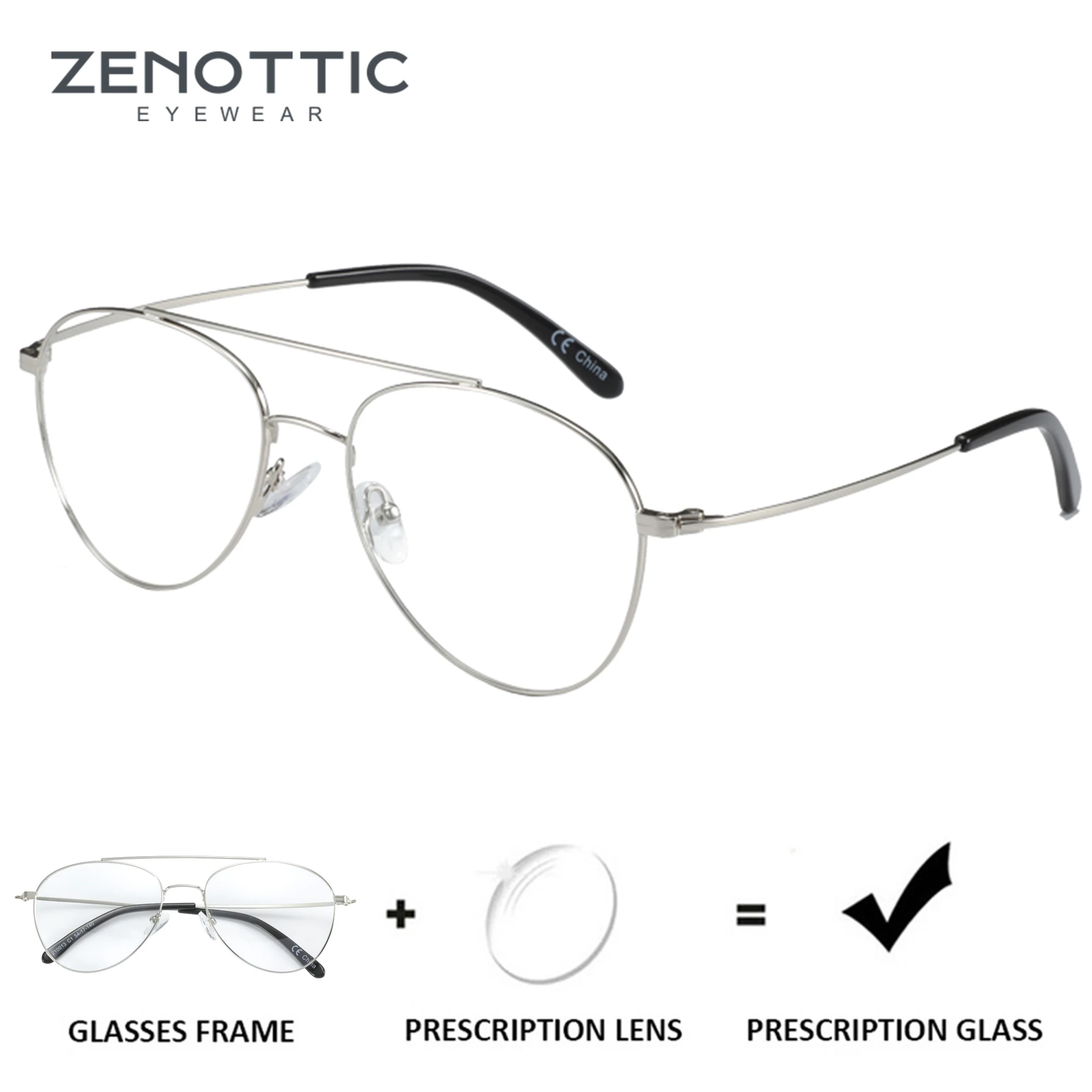 ZENOTTIC Fasion Pilot okulary korekcyjne wysokiej jakości metalowe okulary progresywne krótkowzroczność/Hyperopia okulary optyczne dla mężczyzn