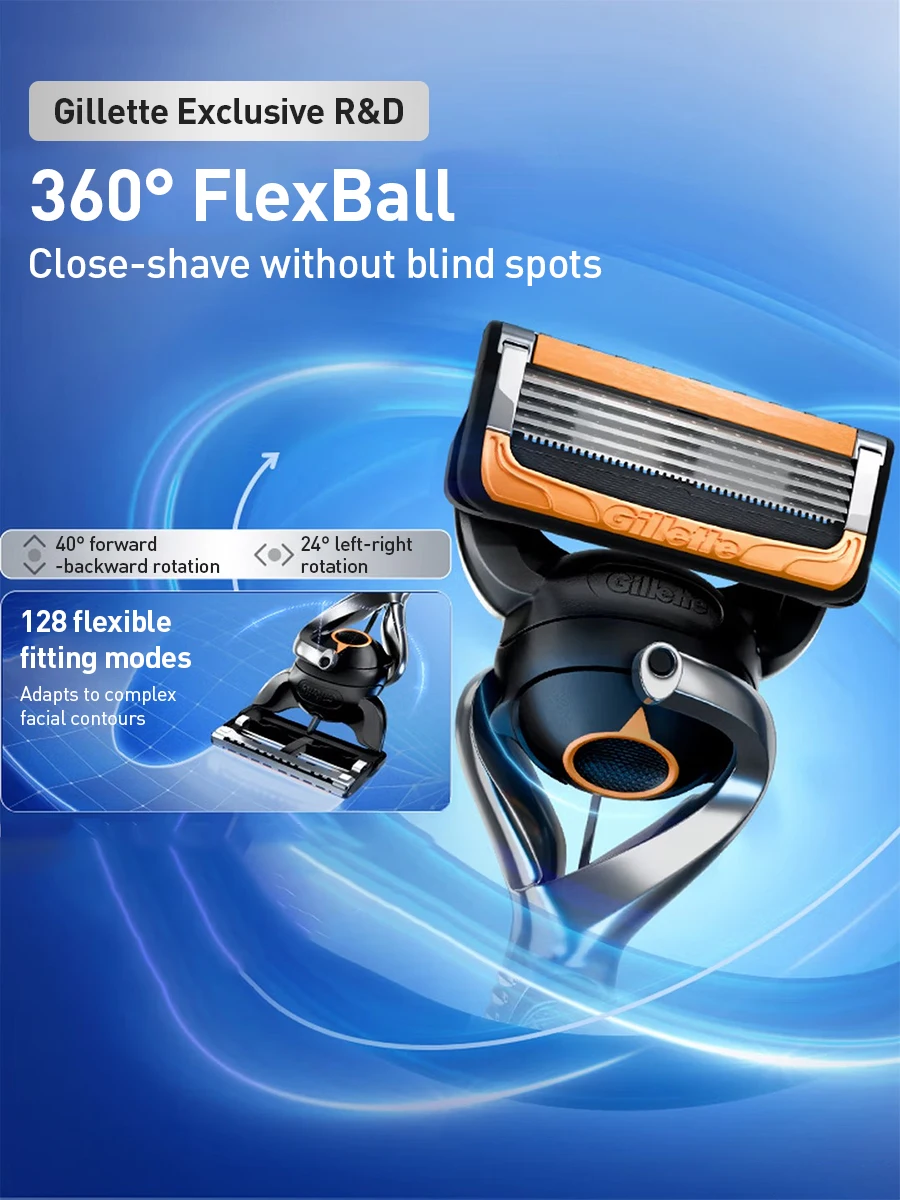 Gillette ProGlide 3. Generation Rasierset 1 Griff 4 Klingen 360°-Schwenkbolzen 5 Nanometer-Klingen Doppelte Gleitstreifen Basis-Trimmer – Detail 5