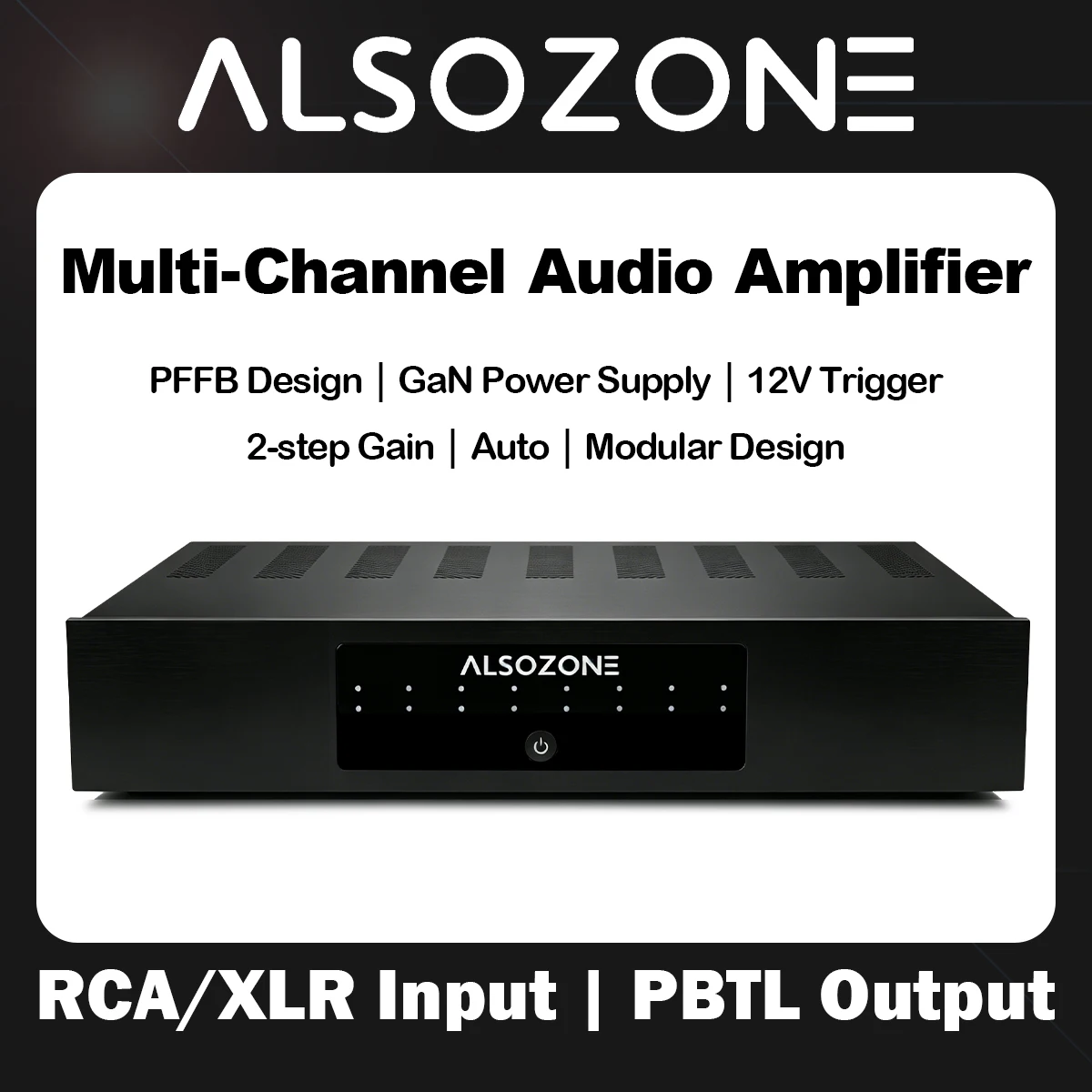 ALSOZONE+3eAudio PAM258 Mehrkanal-Leistungsverstärker 8-Kanal 250W pro Kanal TPA3255 PBTL GaN & PFFB THD 0,0003% bei 8Ω