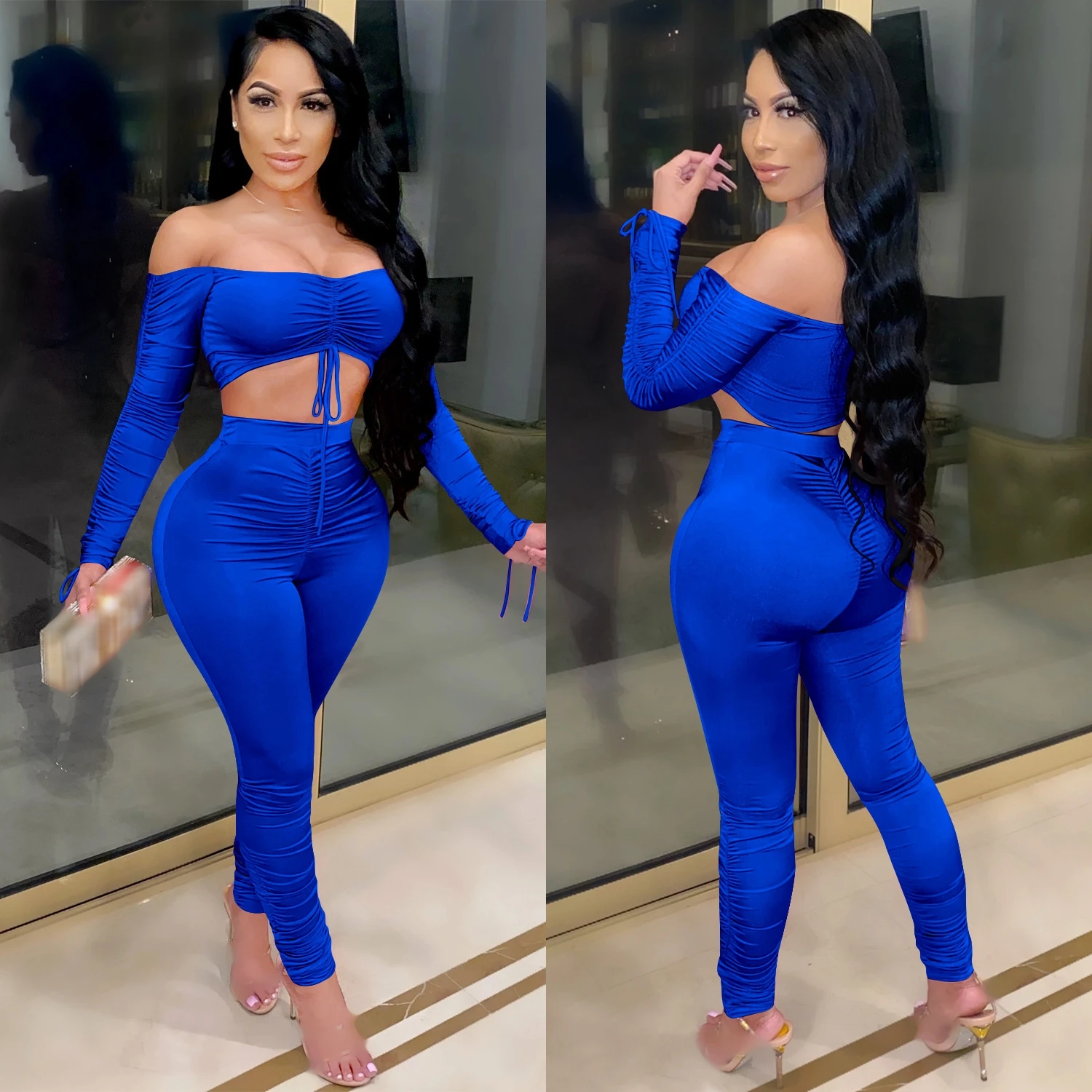 Picture 5: two piece set tracksuit women 2 piece sets womens outfits crop top stacked leggings fall clothes two pieces outfits dropshipping
