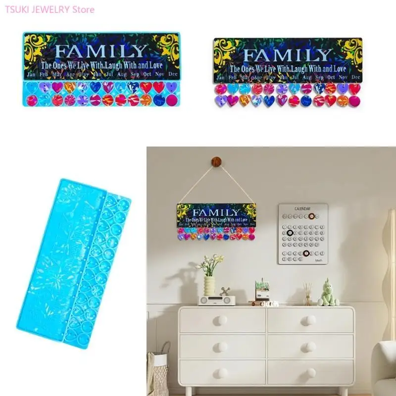 

62KE DIY Craft Pendant Mold Pendant Molds Silicone Wall Calendar Moulds