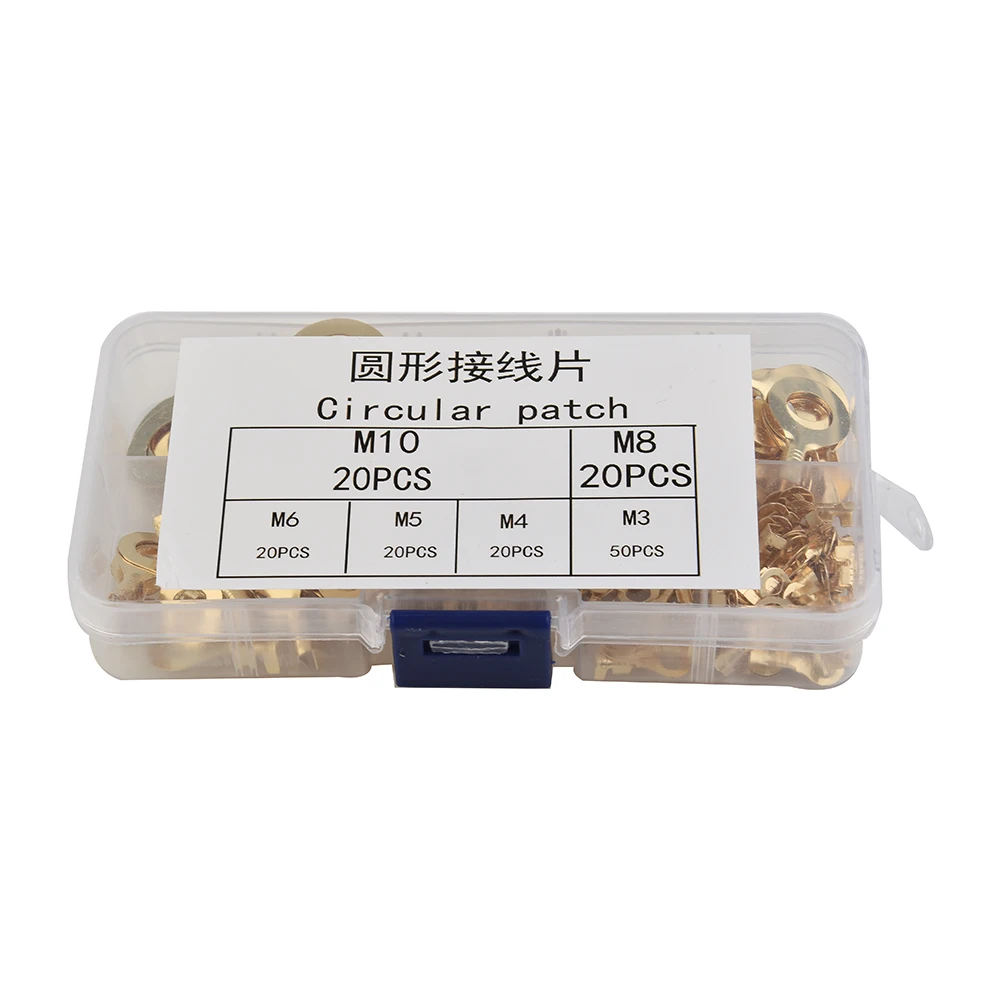 Ring Cable Connector Brass Copper Crimp Gold Lugs Ring Parts Replacement 150pcs set 6 Kinds 88g 3.11oz Assorted