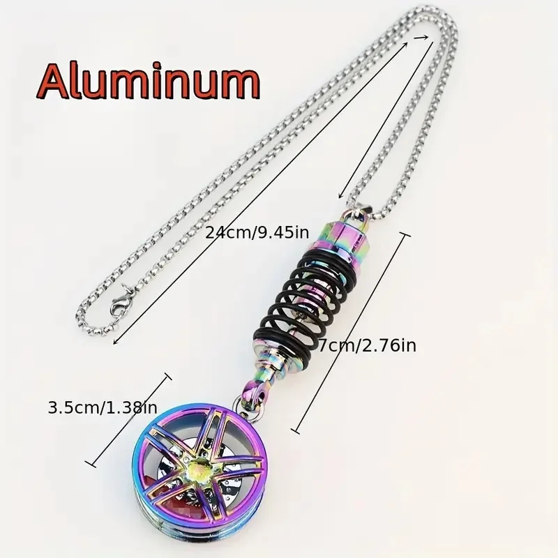 عجلة سيارة معدنية ممتص الصدمات قلادة عجلة السيارة زخرفة معلقة مرآة الرؤية الخلفية حقيبة الديكور الداخلي للسيارات حلية معلقة