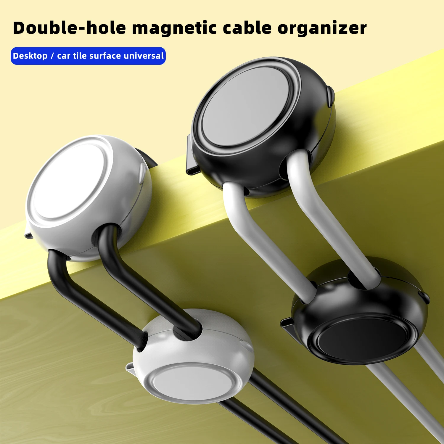 Magnetic Cable Clips Adjustable Cord Holder Adhesive Under Desk Mgmt Organizer for Home Office Car Wall Desktop Nightstand