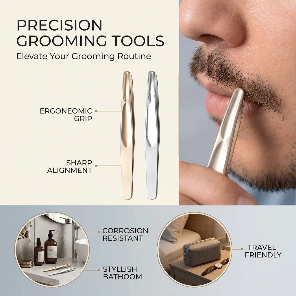 Stainless Steel Beard Eyebrow Clip Tweezers for Men High Precision Multifunctional Thickening Plucking Tool for Men And Women