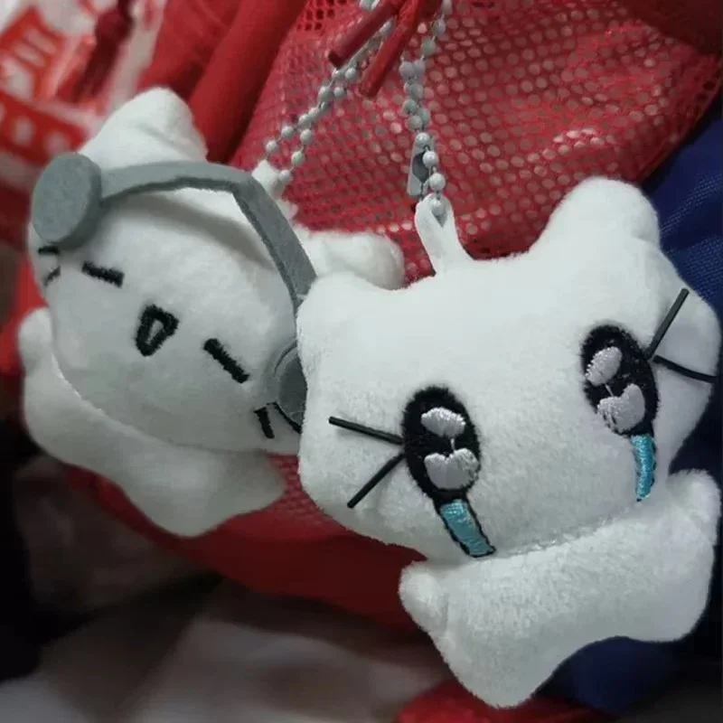 Cute Headphones Kitten Couple Keychain Mini Crying Cat Doll Plush Keyring Cartoon Dog Bee Bag Pendant Charms Backpack Decoration