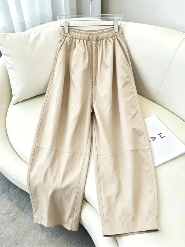

Summer Ice Silk Quick Dry Pants Breathable Blade Thin Casual Loose Balloon Pants Women's High Waist Polyester Fiber