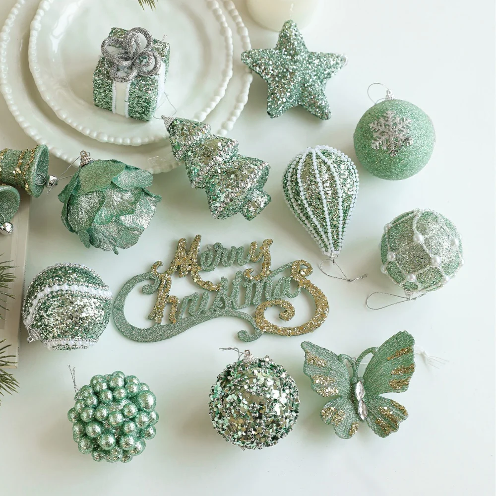 2026 Christmas Decoration New Green Foam Christmas Ball Glitter Sequins Balls Xmas Tree Hanging Pendants Home New Year Eve Decor - Image 3
