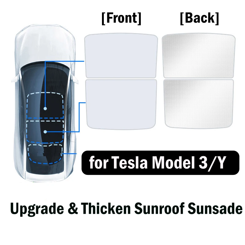 Sunroof Skylight Sunshade for Tesla Model 3 Highland 2024 Model Y Split Buckle Roof Sun Shades Glass Front Rear UV Protection