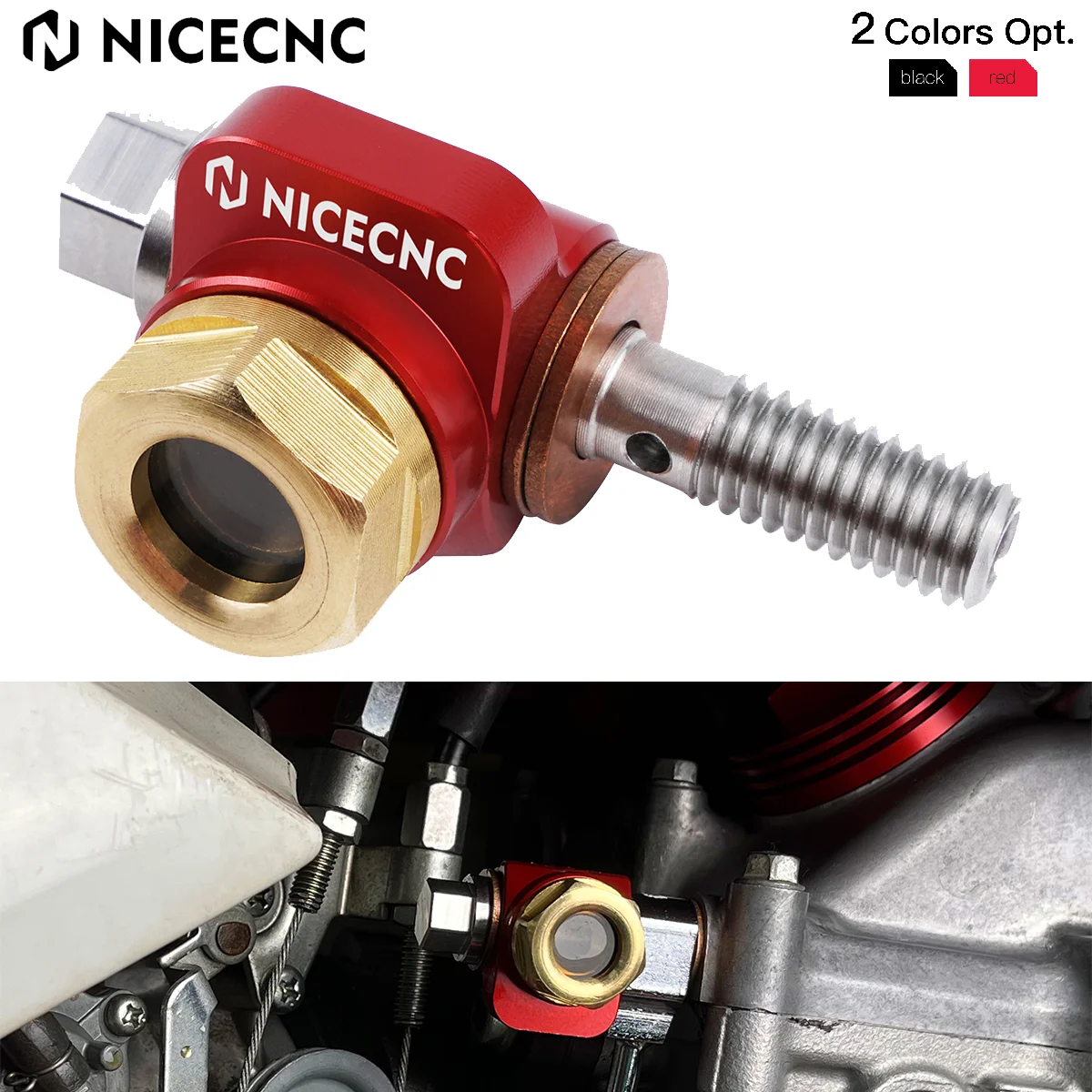 NICECNC Motorcycle Banjo Bolt Oil Sight Glass Transparent Engine Oil Screw For Honda XR650L XR600R XR 650L 600R 1985-2024 2023