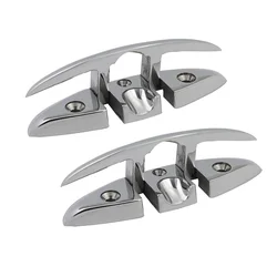 2 Pieces Stainless Steel 316 Flush Boat Cleats 5/6 inch Marine Yacht Sailboat Ships Floating Dock Cleat For Boat Accessories