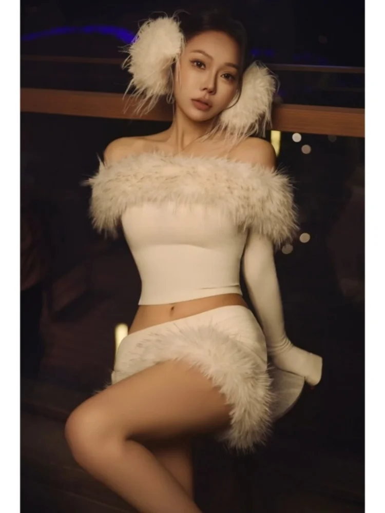 

Зима Faion 2025 года, комплект из двух предметов для девочек Sle на одно плечо, женский утягивающий костюм из двух предметов, корейский Sle с высокой талией, S...