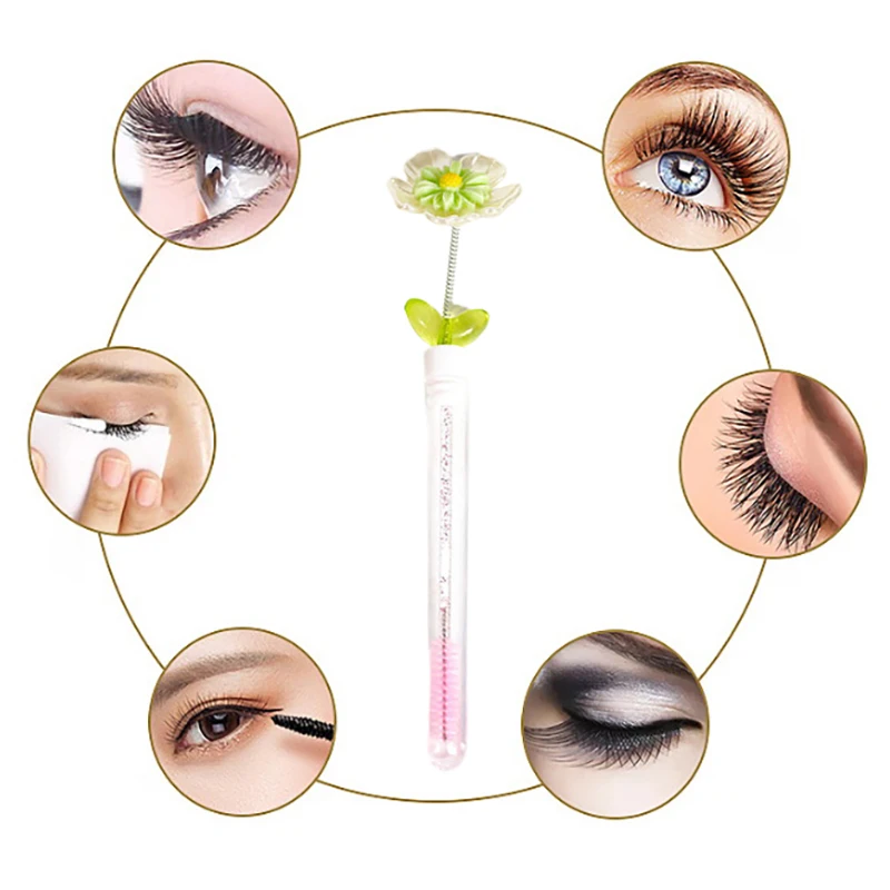 5-teilige Sonnenblumen-Wimpernbürste, Wimpernbürste, Gänseblümchen-Wimpernbürste, Spoolie, Mascara-Zauberstab im Schlauch