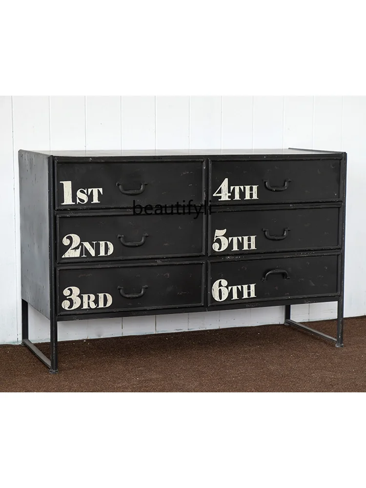 Iron Locker Storage Cabinet Five-Bucket Cabinet Cabinet Creative Living Room Bedroom Chest of Drawer Chest of Drawers Furniture