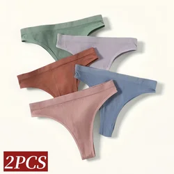 2Pcs/Set Seamless Panties Women Low-Rise Briefs Solid Color Breathable Sexy Lingerie Female Underpants Soft Stretch Panty M-L