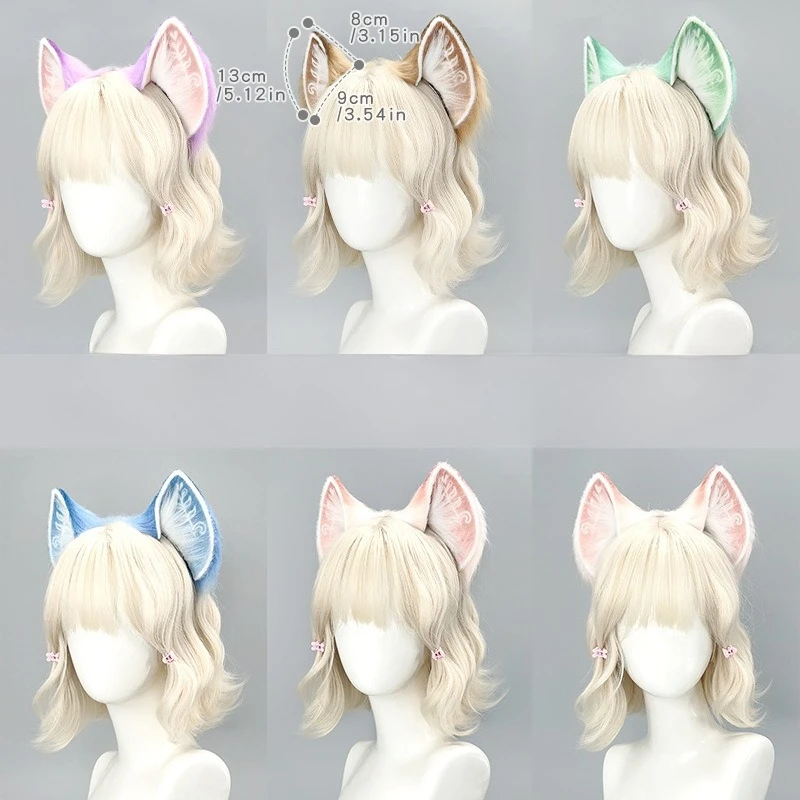 Handmade Plush Coffee Element Fox Ears Manga Exhibition Fox COS Hair Accessories Coffee Flower Fox Ears Hair Hoop