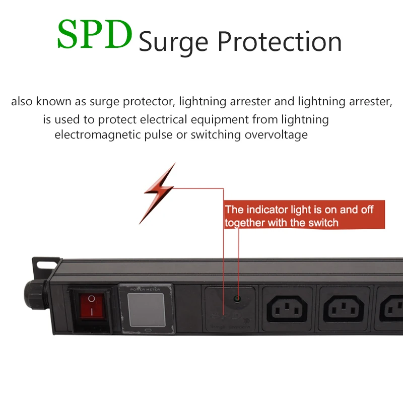 IEC C13 Power Strip Surge Protector LCD Digital Volt Watt Power 2Meter Extension Cord Aluminum Alloy PDU Electrical Outlet