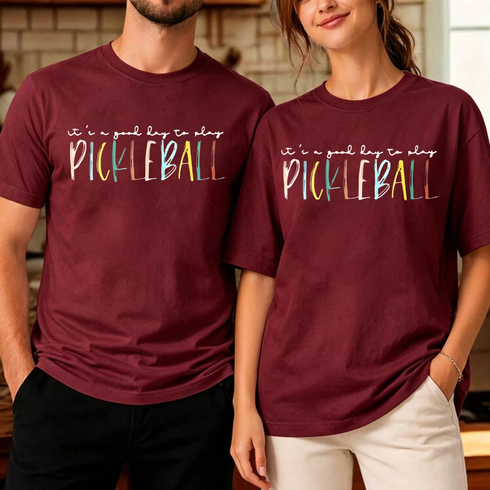 Y Europe Directional Pickleball Short Sleeve Letter Print Plus Round Neck Casual Cotton Top Summer and Spring Women's Clothing