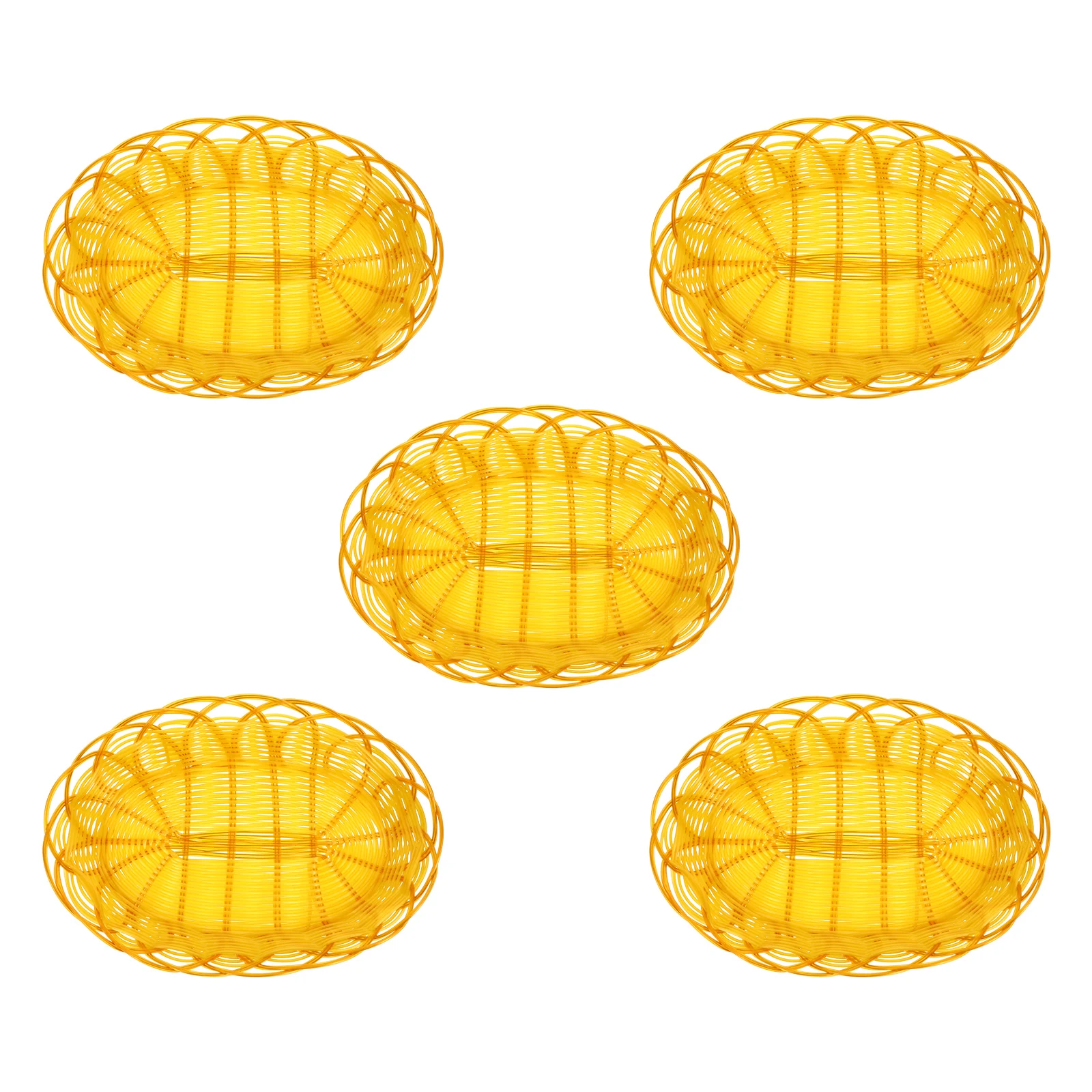 

5Pcs Woven Fruit Basket Decorative Storage Basket Simple Style Bread Storage for Kitchen Living Room Pantry Fruit Organizer