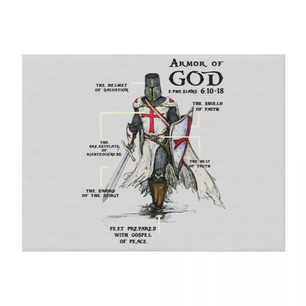 

Templar Shield Cross Medieval Warrior Sword Knights Templar Armor of God Helmet Emblem Throw Blanket anime halloween Blankets