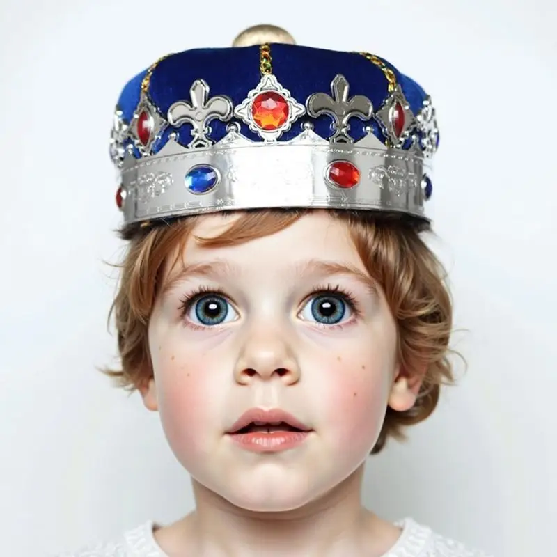 652F King Crown หมวก King เครื่องแต่งกายวันเกิด Crown หมวกสำหรับเด็กผู้ใหญ่ฮาโลวีน Masquerades วันเกิดงานปาร์ตี้