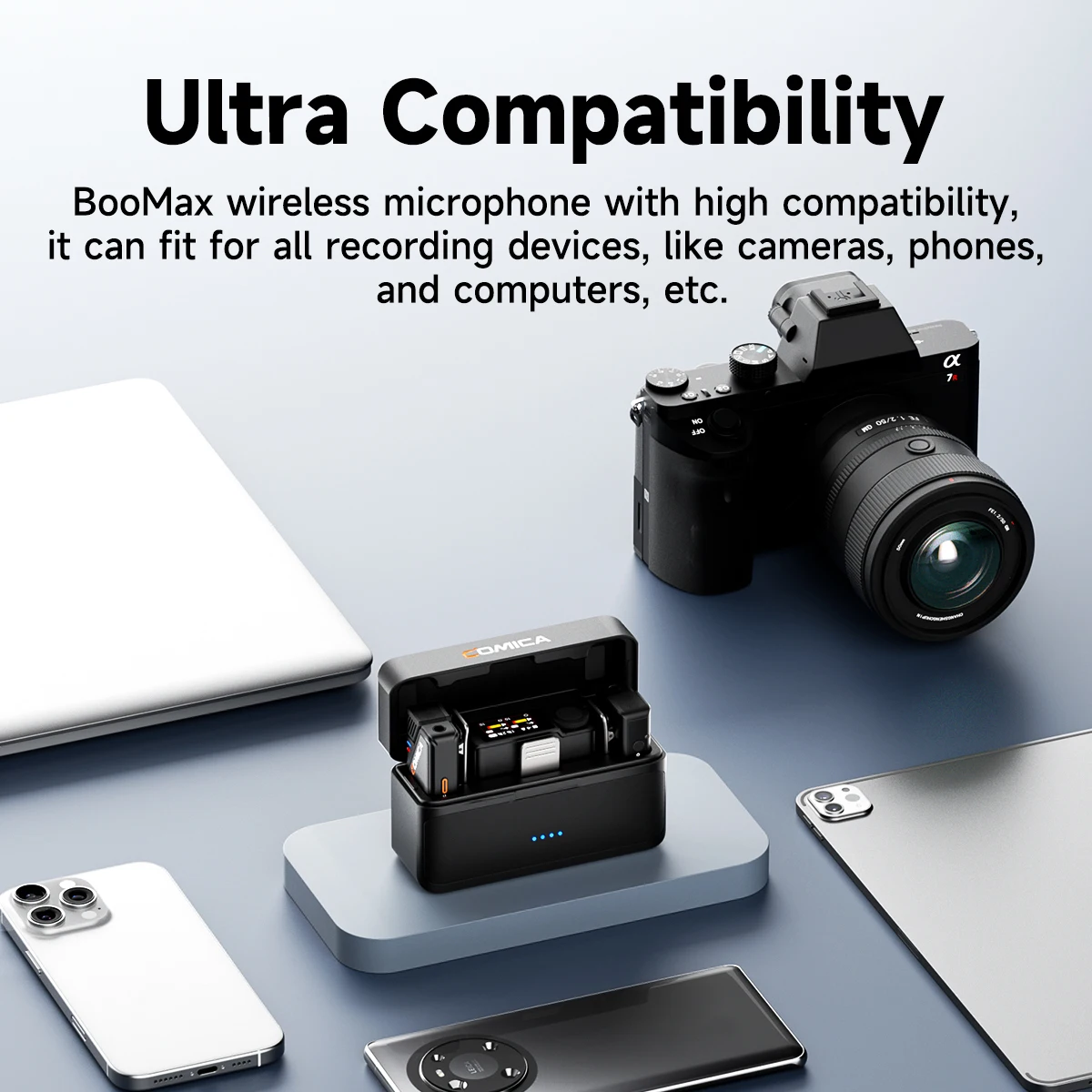 

Comica BooMax Dual-channel Wireless Lavalier Microphone AI Denoise 32-bit Float Internal Recording Cardioid/Omnidirectional Mic