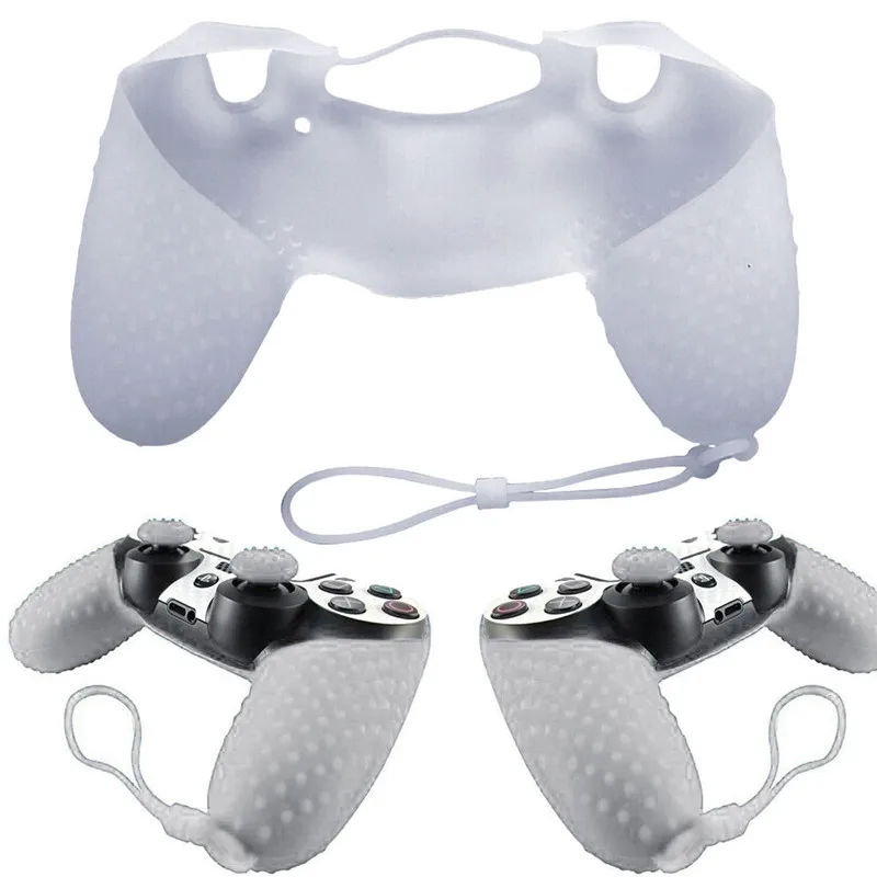 Picture 5: Anti Slip Rubber Protective Skin Case For Dualshock 4 PS4 Pro Slim Controller Cover With Hand Wrist Strap 2 Silicone Analog Grip