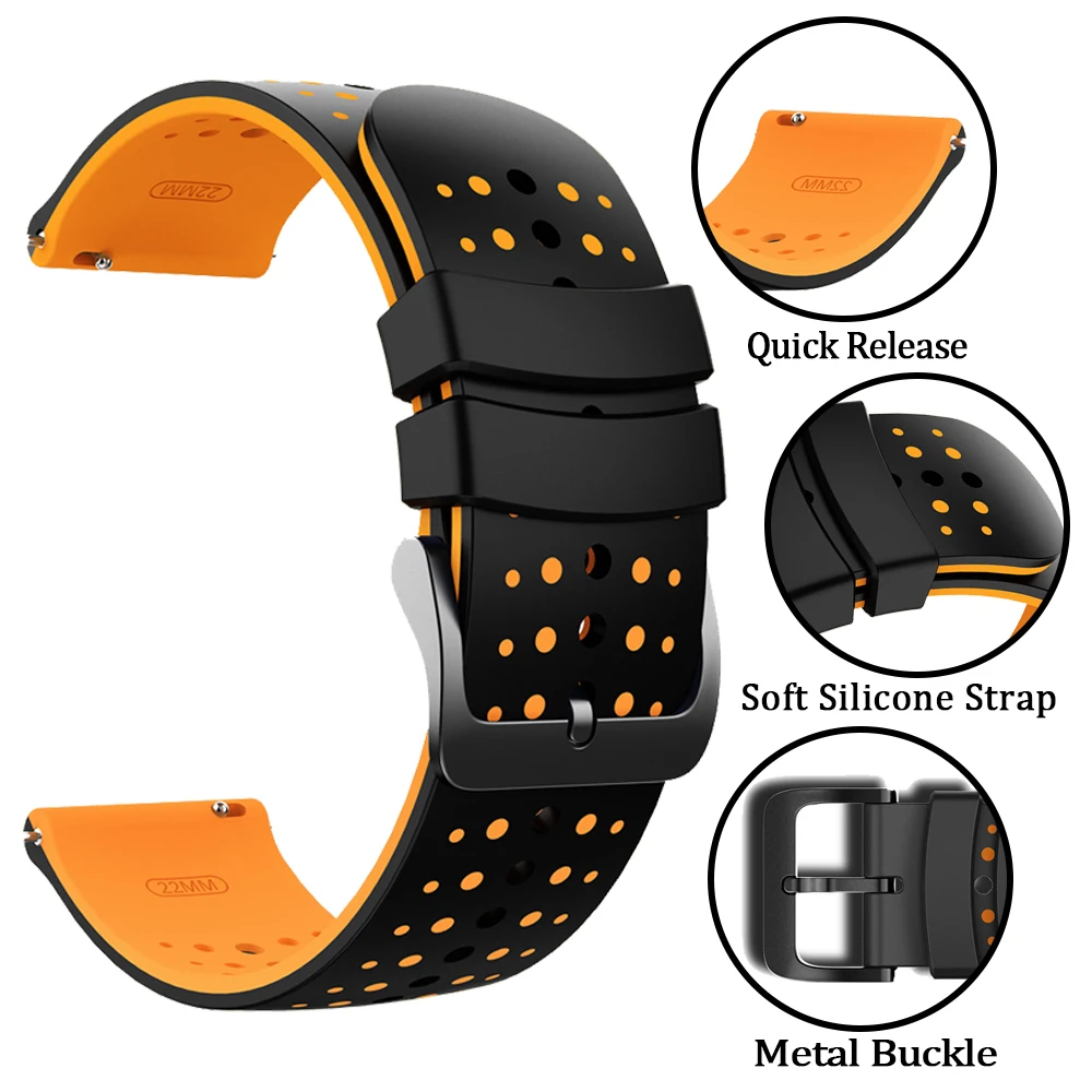 Sports Silicone Strap For Huami AMAZFIT BALANCE 2/GTR 4 3 Pro 2e 47mm Strap AMAZFIT BIP 6 5/Cheetah Pro Bracelet 22mm Wristbands
