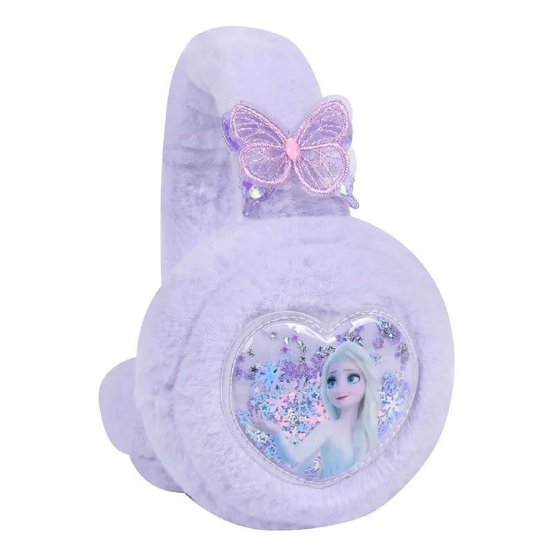 Cartoon Disney Princess Elsa children's earmuffs Kawaii autumn and winter warm plush ear warmers for students to prevent cold