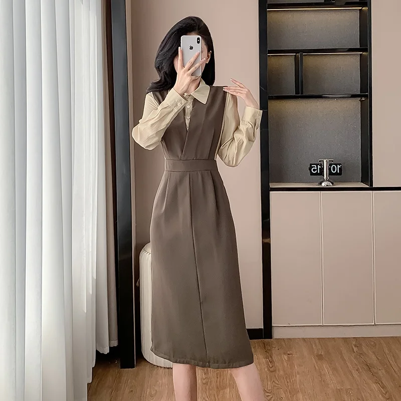 Emagrecimento faion midi dr fre emenda base camada saia design ilusório duas peças x-ape commute sle primavera outono