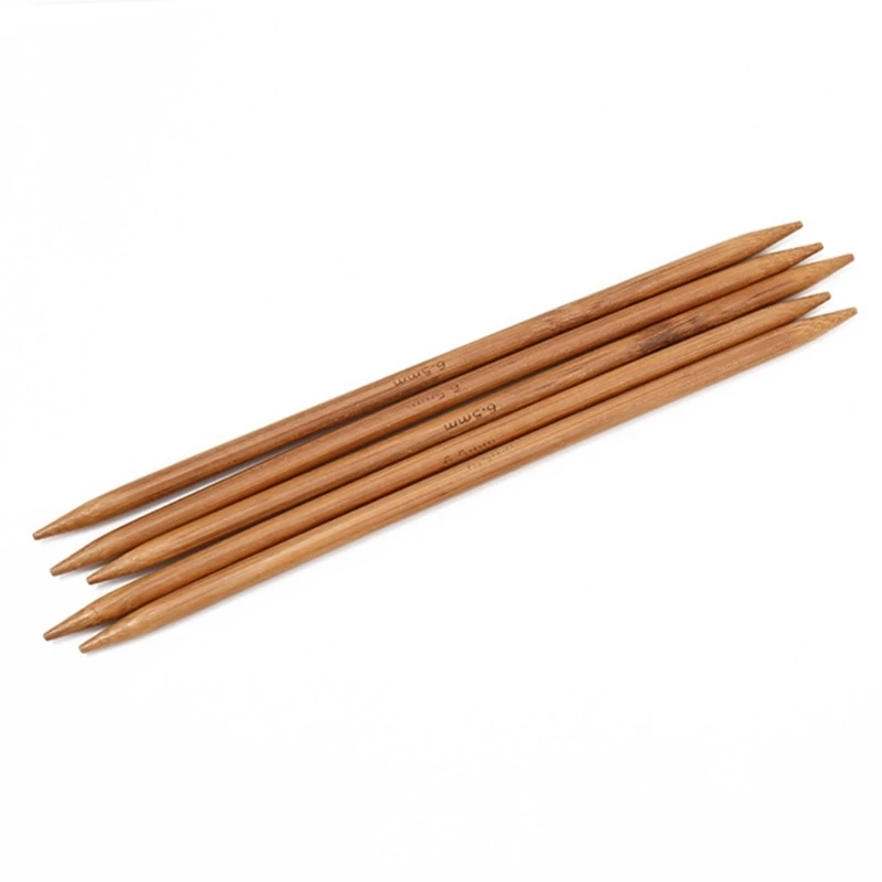 K1MF 5pcs 20cm Bamboo Knitting Needle Crochet Hooks Double Pointed Sweater Knitting Needle for Gloves Sweater Sock Bag 13Size