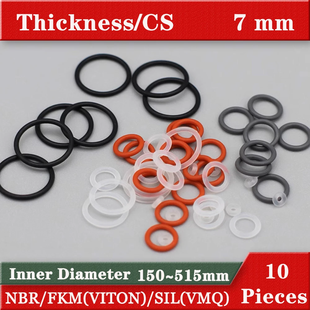 Rubber ring  silicone ring Fluororubber VTION FKM oring o-rings gasket  o ringen 7mm Thickness  o ring big size inner diameter