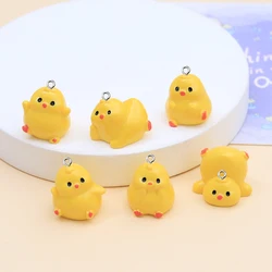 10Pcs 3D Cartoon Yellow Chick Resin Charms Kawaii  Animals Pendants for Earrings Necklace Keychains DIY Jewelry Make Accessories