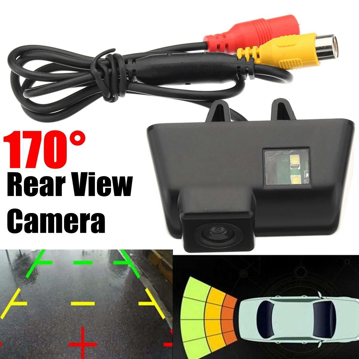 Fits for Car Rear View Camera Waterproof HD CCD Night Vision Parking Camera with License Plate Light for Transit Connect
