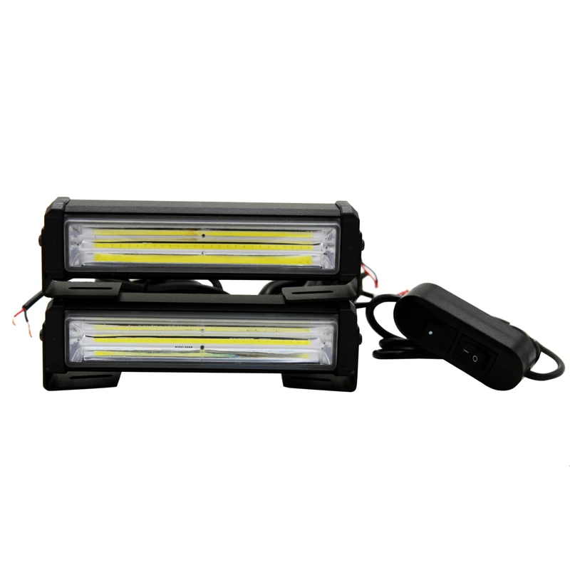 2Pcs/Set Car COB Warning Light High Bright Car Styling Emergency Strobe Light Bar Flash Light White/Amber/Red&Blue with switch