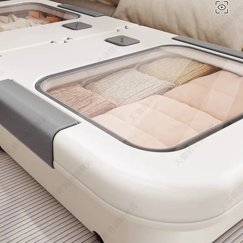 Underbed Storage Box with Wheels, Extra Large Transparent Drawer Organizer - Low Profile Rolling Container for Clothes Shoes