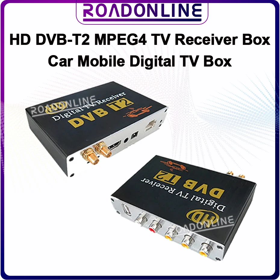 

HD DVB-T2 MPEG 4 Car Mobile Digital TV Receiver Box Two Tuner Antenna DVB T2 TV Box for RU AU EU Southeast Asia South Africa