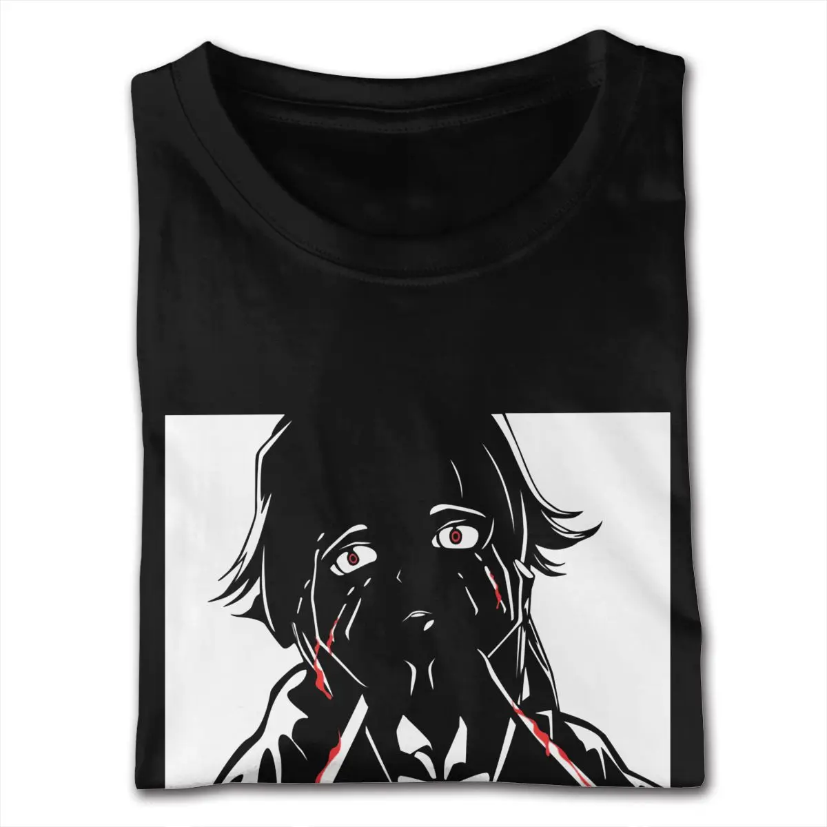 أنيمي Yandere ميراي نيكي قمصان الرجال شخصية قصيرة الأكمام لينة القطن الأسود س الرقبة تي شيرت