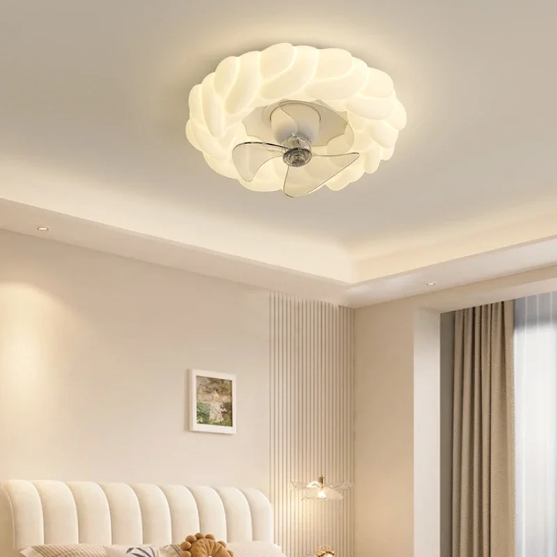 Bedroom fan light 360 degree shaking head restaurant new ceiling cream style living room children's room fan ceiling fan househo