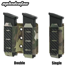 OphidianTac Magazine Pouch 9mm Single Double Triple Magazine Carrier Carbon Fiber MOLLE System Bullet Magazine Pouch