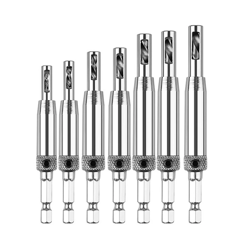 Hinge Bit Set Woodworking Doors And Windows Hinge Hole Opener Positioning Drilling Set Hexagonal Handle Bit Easy To Use