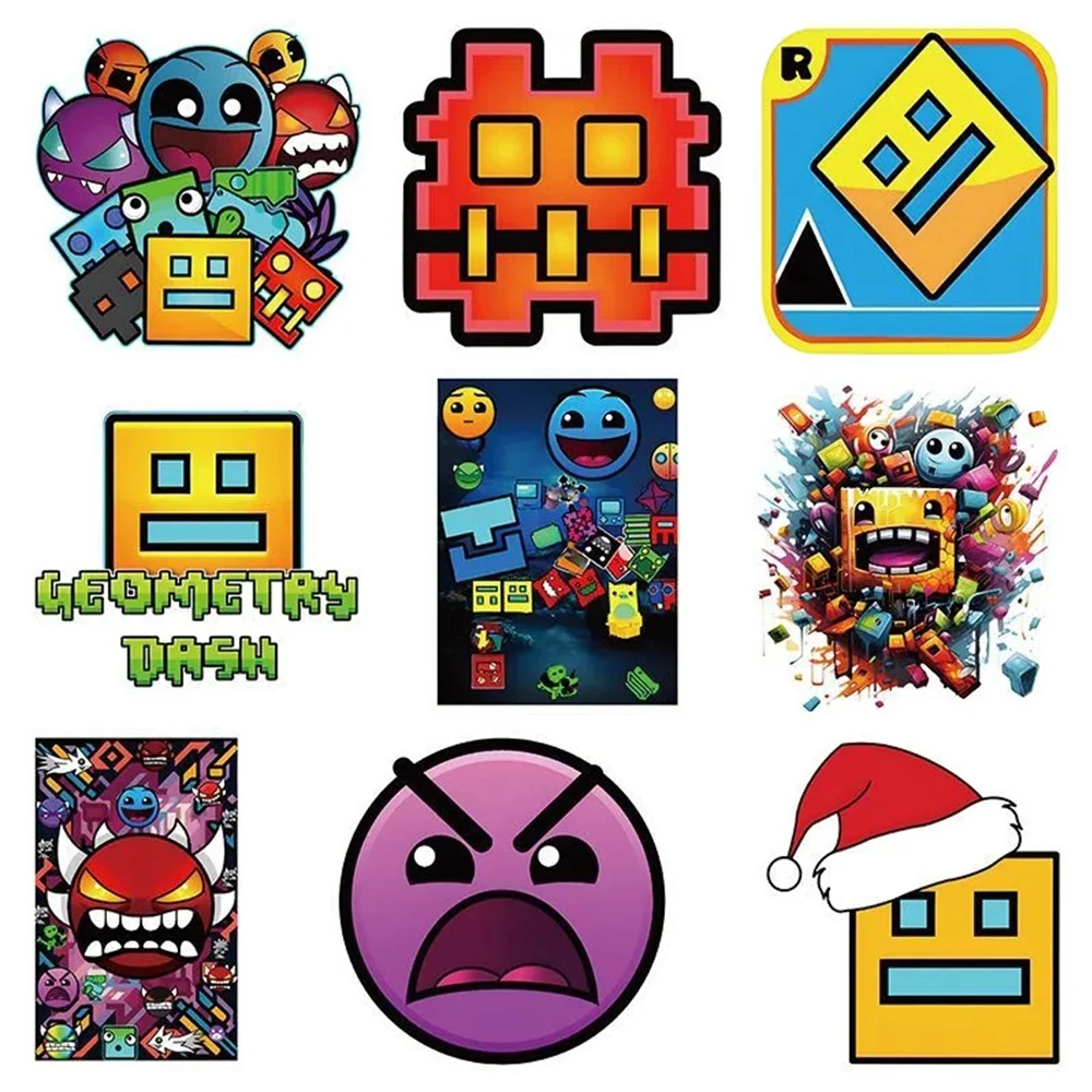 10/30/50/100pcs Colorful Game Geometry Dash Graffiti Stickers Cute Cartoon Sticker Scrapbook Notebook Luggage Graffiti Decal