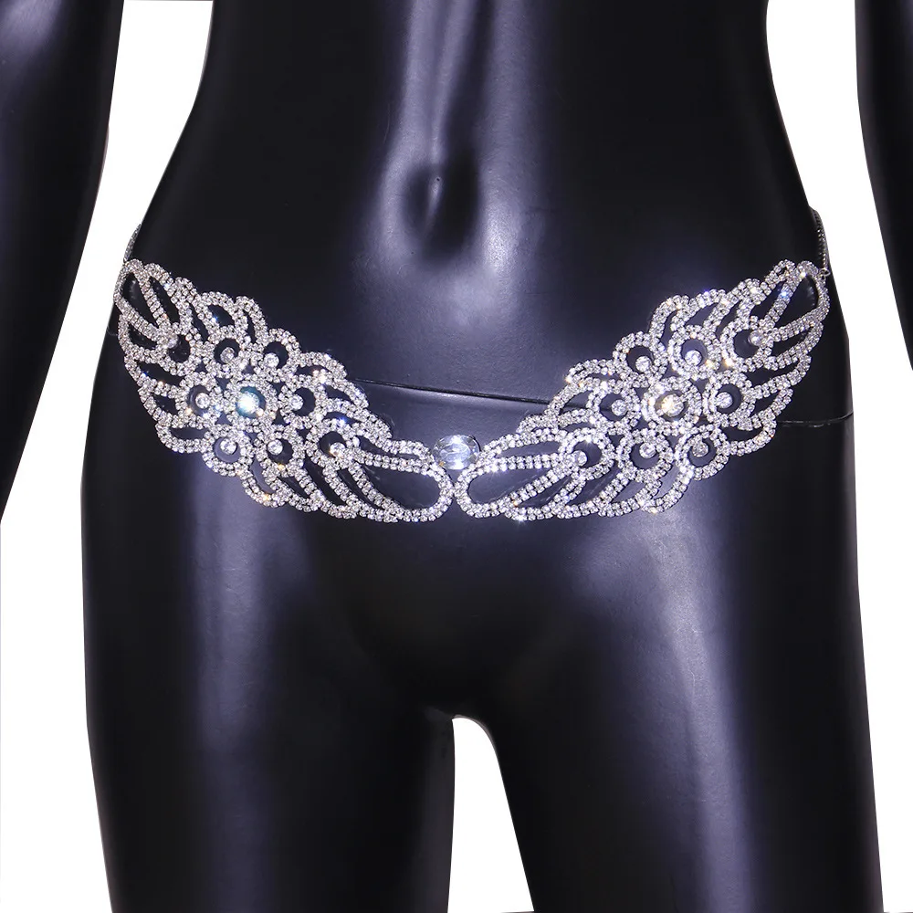 Conjunto de cadena de cuerpo de sujetador y ropa interior para niña, alas de Ángel de diamantes de imitación, cadena de cintura para club nocturno, Bikini de playa de verano, joyería