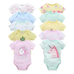 Bebê recém-nascido menina bodysuit 5 pçs/set algodão manga curta corpo bebe verão infantil macacão 0-24m dos desenhos animados da criança do bebê meninos roupas