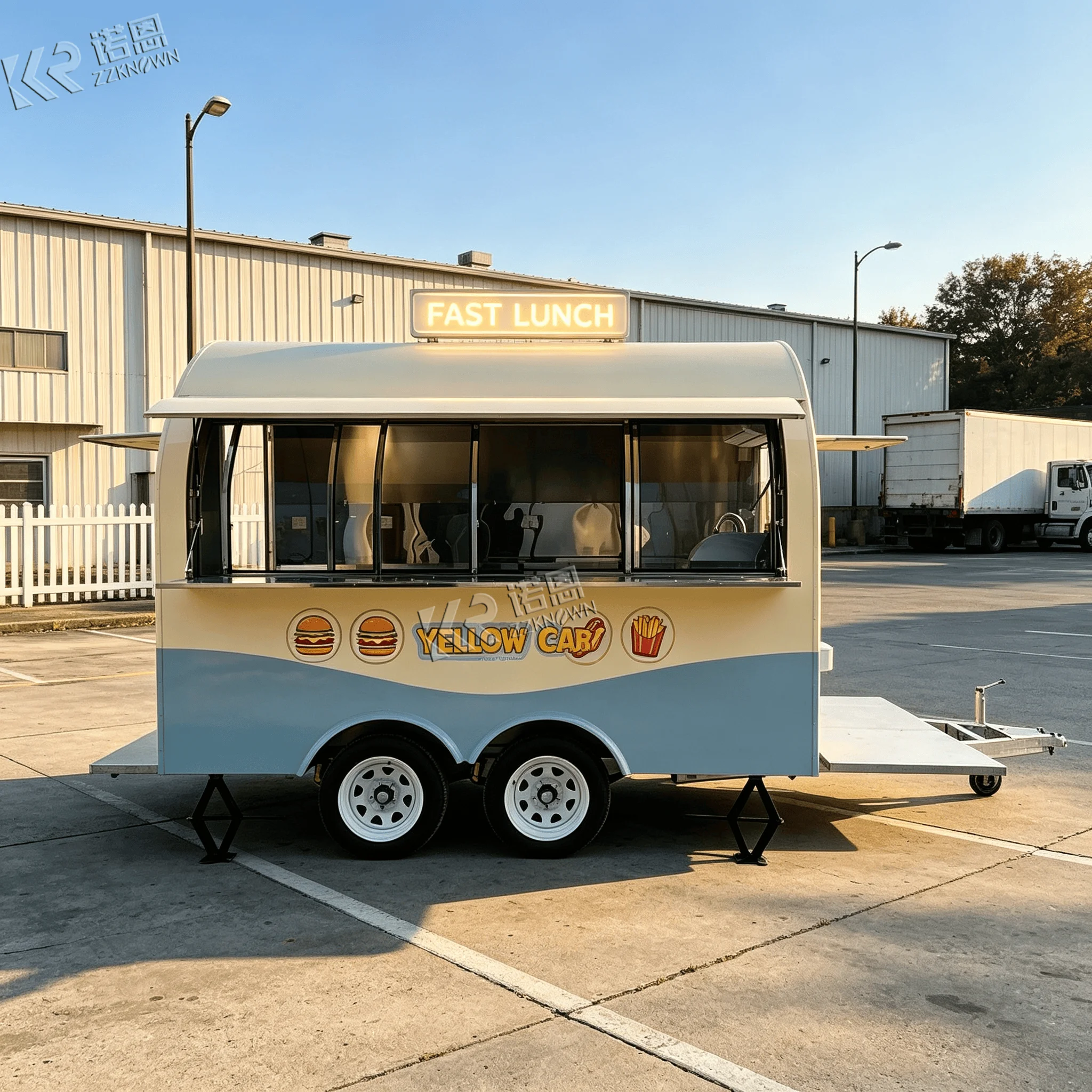 2.0m ODM Curved‑Body Food Truck & Food Trailer Movie Shooting Prop Function for Film Set Temporary Catering Setup