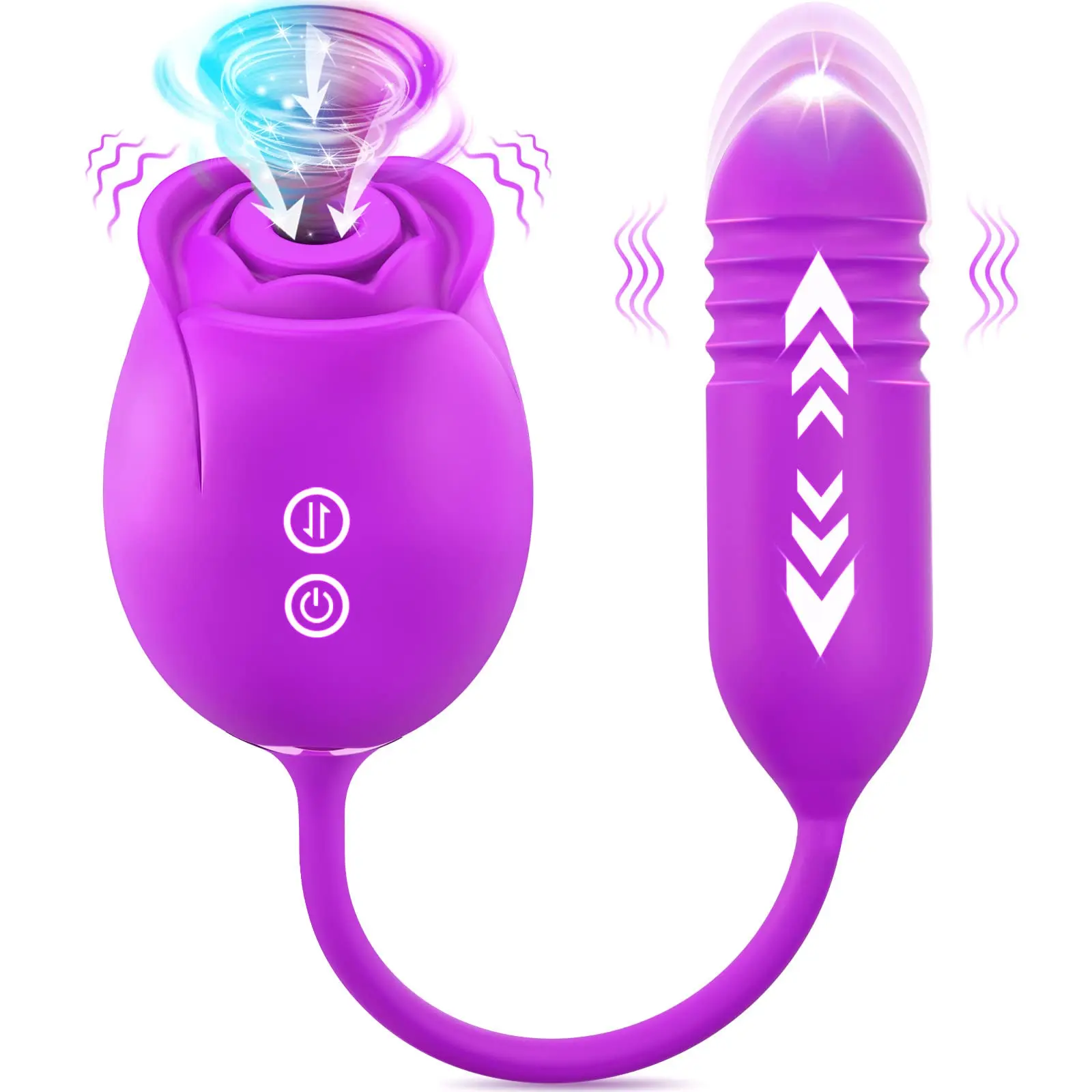 

Rose Sex Toys for Women-Upgraded Version Rose Sex Stimulator, 18 Sucking Thrust Dildos G Spot Vibrator Clitoral Stimulator, Adu