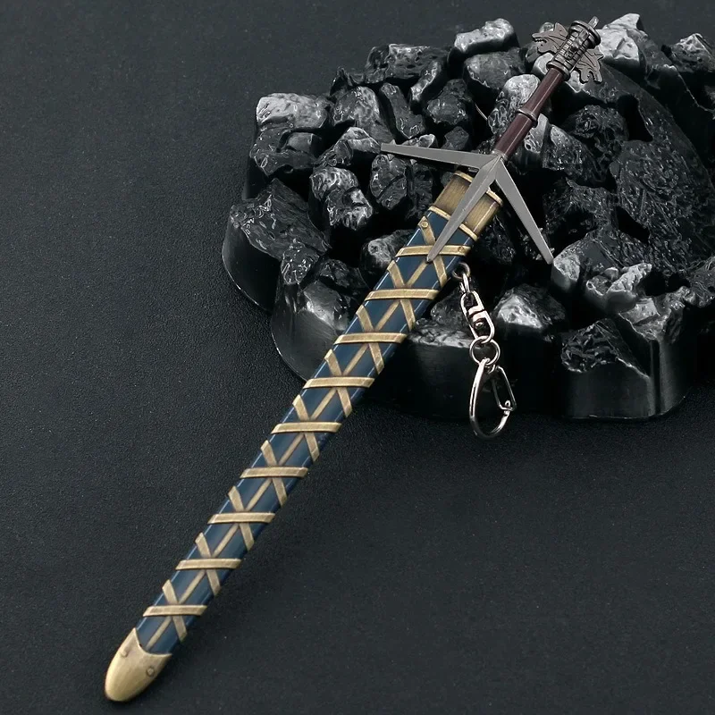 Arma de juego de 22cm/8,66 pulgadas, serie derecha, modelo de utilería periférica, espada de doncella de lago, espada de garra larga, llavero Katana de Metal, colgante artesanal